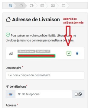 fournir une adresse de livraison