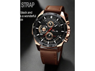 Montre de sport pour homme avec bracelet en cuir